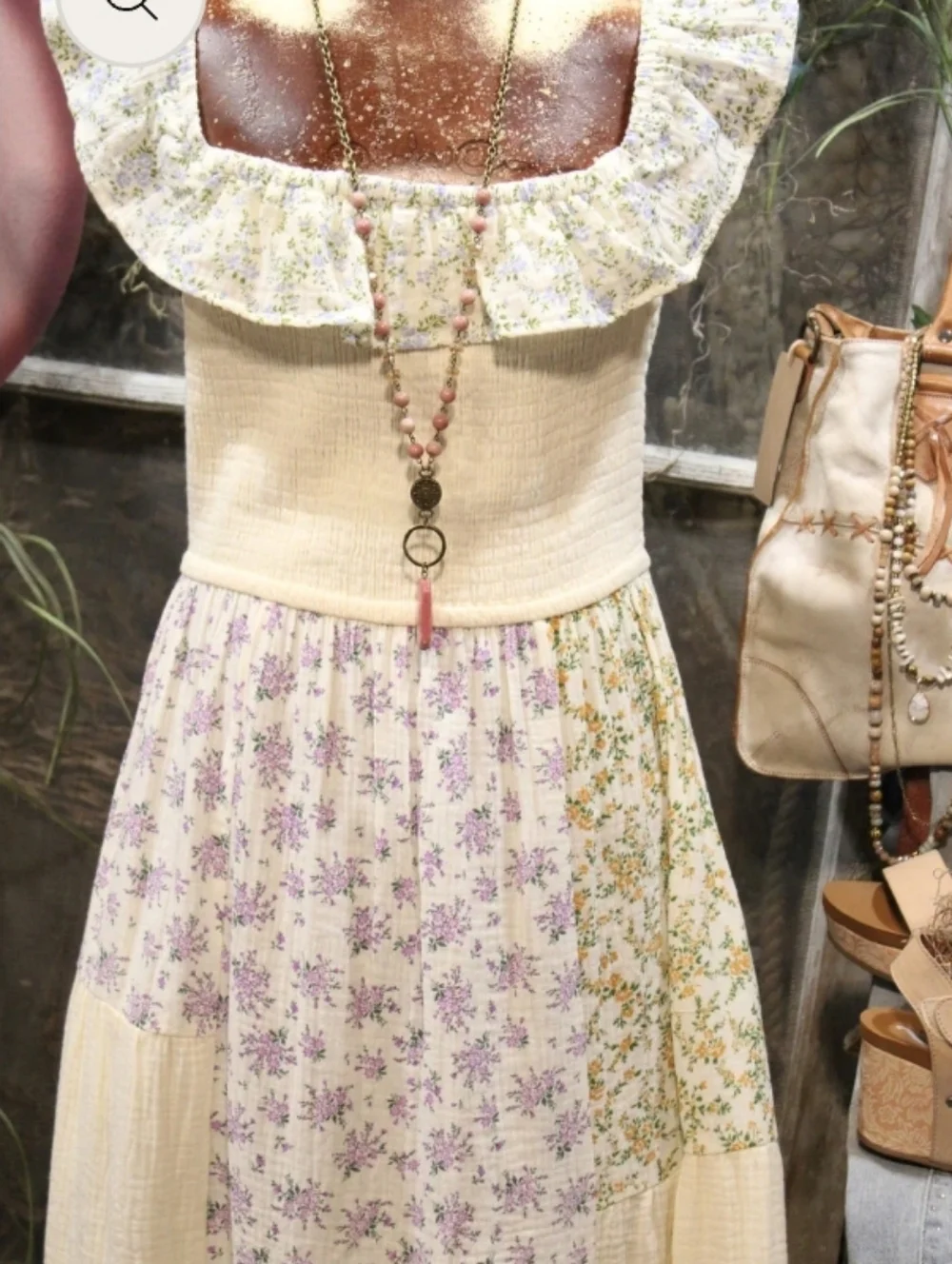 Oddi Delicate Dainty Print Cream Patchwork Floral Ruffle Maxi Dress Nwt Small - Picture 4 of 9
